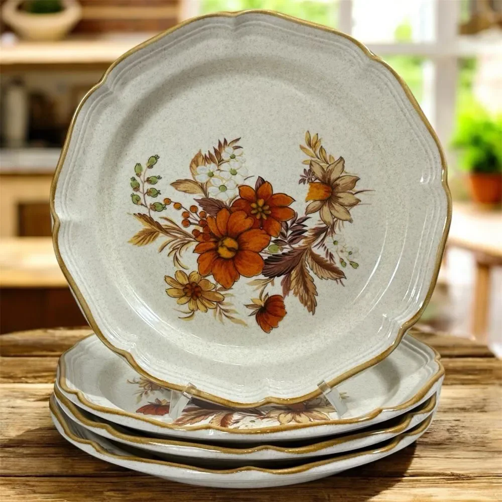 4 VTG Mikasa Garden Club Harvest Bouquet Dinner Plates 10,75” 455 Made In Japan